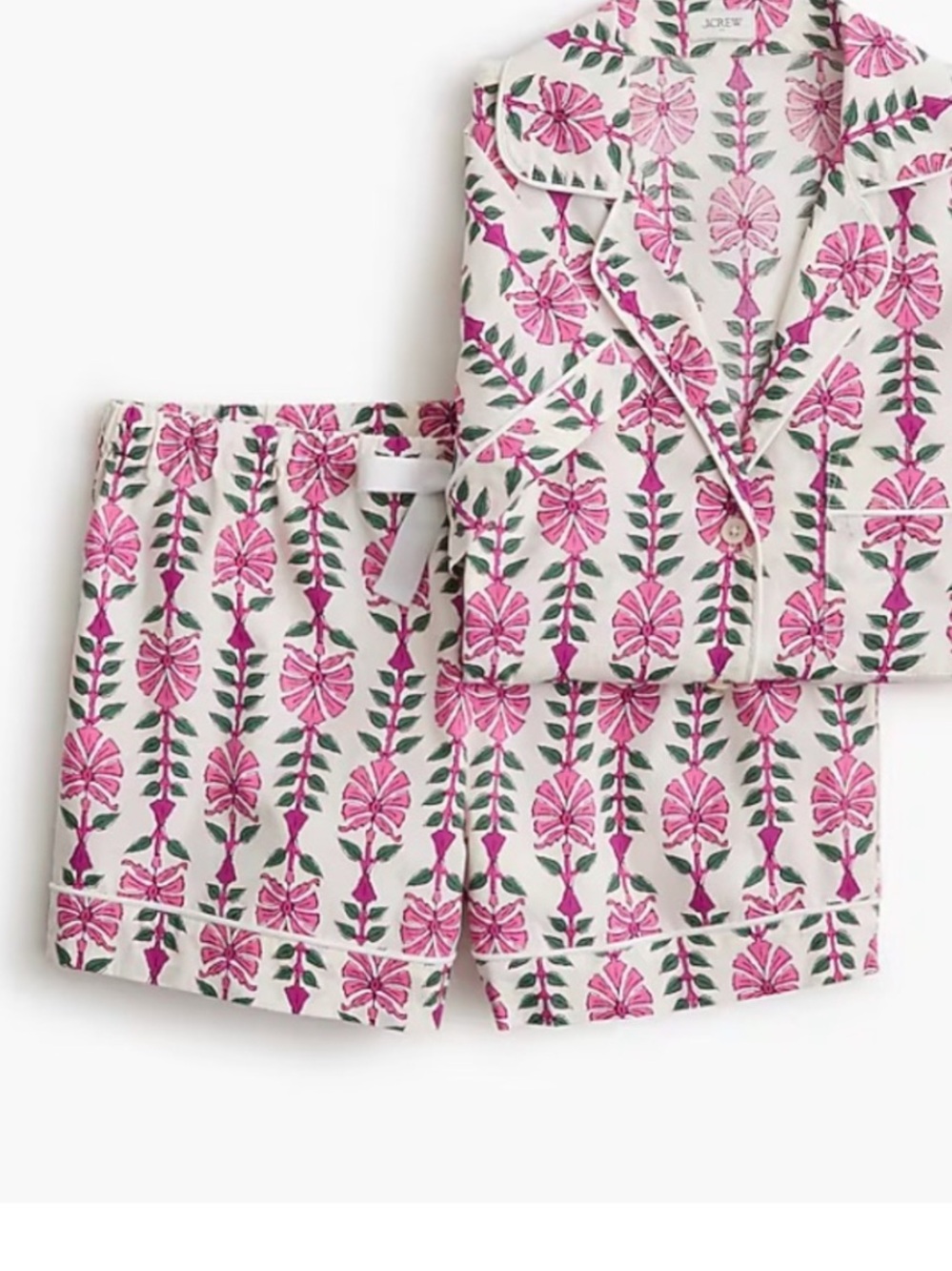 J Crew Factory Ivory Flamingo Cotton Drawstring Pajama Short Bottoms M Medium